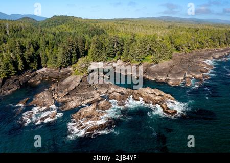 Un drone di Botany Bay, Juan de Fuca Provincial Park, Port Renfrew, BC, Canada Foto Stock