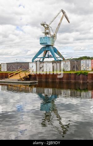 Gru storica al porto di Odense, Funen, danimarca Foto Stock