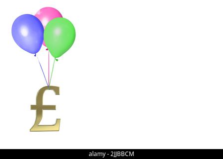 3D dollari di valuta simboli segno segni isolato su sfondo bianco libbra inflazione concetto Foto Stock
