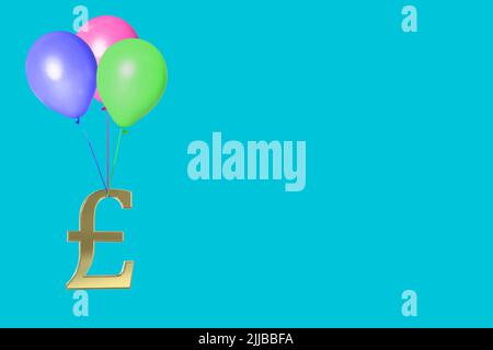 3D dollari di valuta simbolo simboli segno segni isolato su colorato sfondo blu sterlina concetto di inflazione Foto Stock