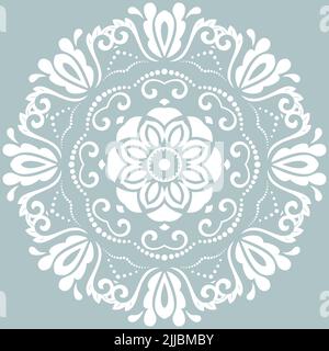 Orientaleggiante con arabeschi e degli elementi floreali. Classico tradizionale bianco rotondo ornamento. Vintage pattern con arabeschi Foto Stock