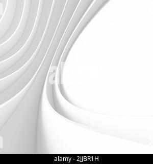 Bianco architettura sfondo circolare. Design astratto dell'edificio. 3D rappresentazione dell'architettura moderna. Costruzione futuristica di edifici Foto Stock