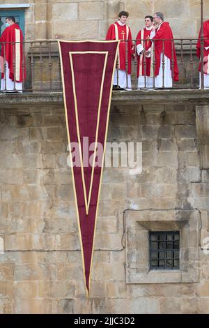 Santiago de Compostela, Galizia, Spagna. 25th luglio 2022. Atmosphre durante l'Offerta Nazionale all'Apostolo nella Cattedrale di Santiago de Compostela il 25 luglio 2022 a Santiago de Compostela, Spagna (Credit Image: © Jack Abuin/ZUMA Press Wire) Foto Stock