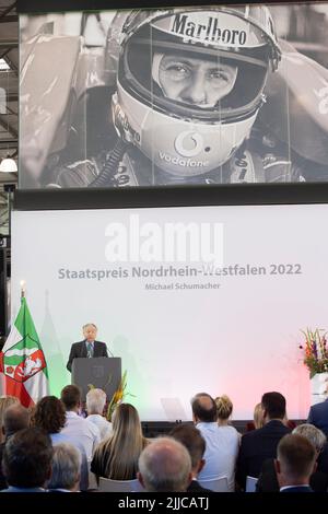 Colonia, Germania. 20th luglio 2022. Jean TODT, ex team boss Ferrari, al suo discorso laudatatore, tappeto rosso, Red Carpet Show, arrivo, presentazione del Premio di Stato dello Stato del Nord Reno-Westfalia a Koeln il 20th luglio 2022 ? Credit: dpa/Alamy Live News Foto Stock