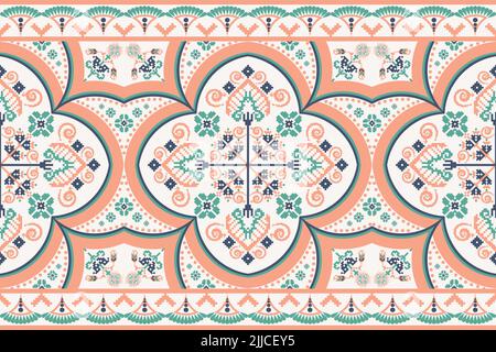 Tradizionale modello IKAT & etnico senza cuciture con sfondo tribale geometrico per gli amanti del design ricamo orientale. Foto Stock