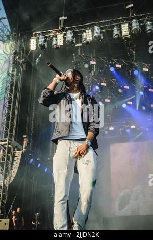 Stoccolma, Svezia. 01st, luglio 2022. Il rapper americano e il lirico Polo G si esibisce in un concerto dal vivo durante il festival musicale svedese Lollapalooza Stockholm 2022 a Stoccolma. (Photo credit: Gonzales Photo - Tilman Jentzsch). Foto Stock