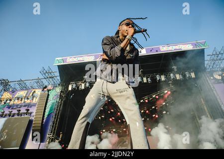 Stoccolma, Svezia. 01st, luglio 2022. Il rapper americano e il lirico Polo G si esibisce in un concerto dal vivo durante il festival musicale svedese Lollapalooza Stockholm 2022 a Stoccolma. (Photo credit: Gonzales Photo - Tilman Jentzsch). Foto Stock