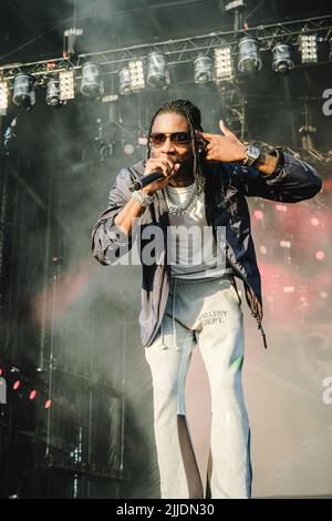 Stoccolma, Svezia. 01st, luglio 2022. Il rapper americano e il lirico Polo G si esibisce in un concerto dal vivo durante il festival musicale svedese Lollapalooza Stockholm 2022 a Stoccolma. (Photo credit: Gonzales Photo - Tilman Jentzsch). Foto Stock
