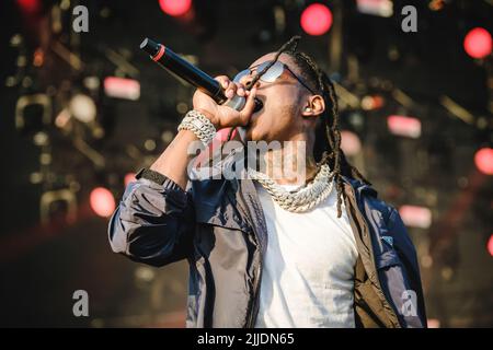Stoccolma, Svezia. 01st, luglio 2022. Il rapper americano e il lirico Polo G si esibisce in un concerto dal vivo durante il festival musicale svedese Lollapalooza Stockholm 2022 a Stoccolma. (Photo credit: Gonzales Photo - Tilman Jentzsch). Foto Stock