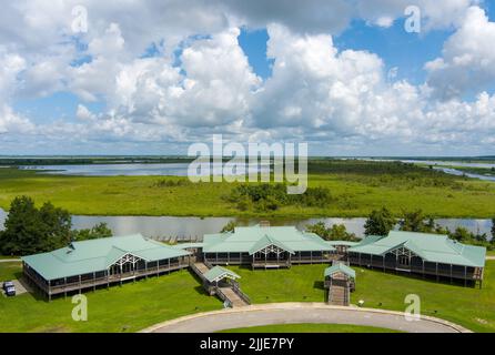 5 Rivers Delta Resource Center e Mobile Bay Foto Stock