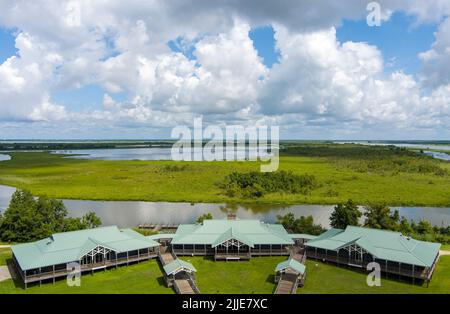 5 Rivers Delta Resource Center e Mobile Bay Foto Stock