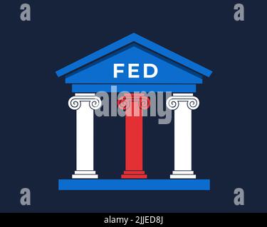 FED e Federal Reserve Bank - edificio classicista con titolo sul muro a timpano. Banca centrale e istituto finanziario nazionale negli Stati Uniti e nella United Sha Foto Stock