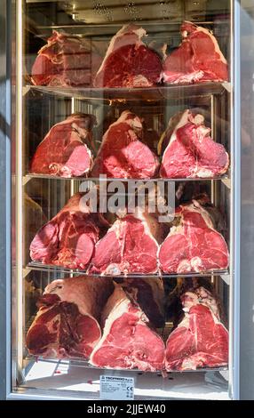 Bistecca cruda o bistecca Mostra Firenze Italia Foto Stock