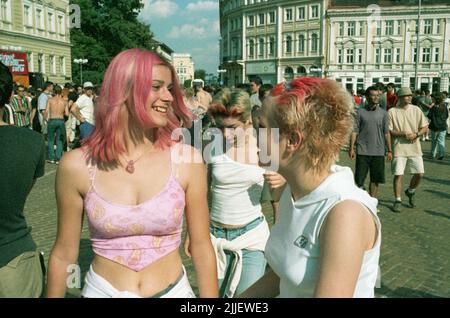 Street parade, Tsar Liberator blvd., Sofia, Bulgaria, circa 2005 Foto Stock