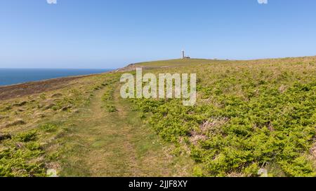 Vecchio faro su Lundy Island, Bristol Channel, Gran Bretagna Foto Stock