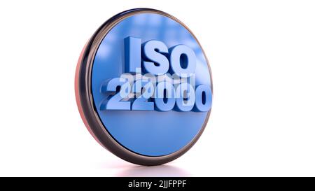 Rendering del testo ISO 22000 3D Foto Stock