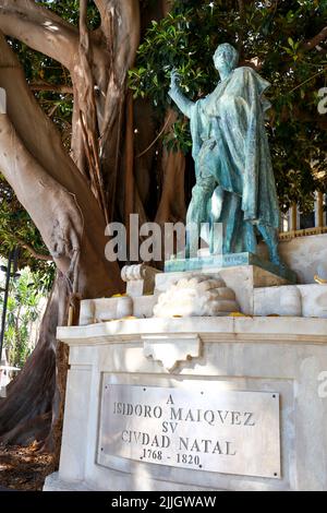 Cartagena, Murcia, Spagna - 17 luglio 2022: Statua di Isidoro Maiquez in Piazza San Francisco a Cartagena Foto Stock