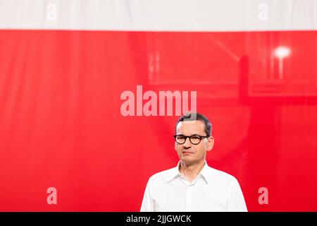 Mateusz Morawiecki, primo ministro della Repubblica di Polonia a Wejherowo, Polonia. 23rd Luglio 2022 © Wojciech Strozyk / Alamy Stock Photo Foto Stock