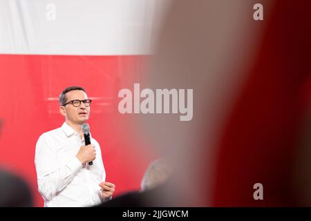 Mateusz Morawiecki, primo ministro della Repubblica di Polonia a Wejherowo, Polonia. 23rd Luglio 2022 © Wojciech Strozyk / Alamy Stock Photo Foto Stock