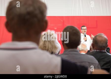 Mateusz Morawiecki, primo ministro della Repubblica di Polonia a Wejherowo, Polonia. 23rd Luglio 2022 © Wojciech Strozyk / Alamy Stock Photo Foto Stock