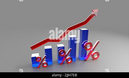 3D barre e grafico in vetro lucido o plastica raffigurante il gonfiaggio. Foto Stock