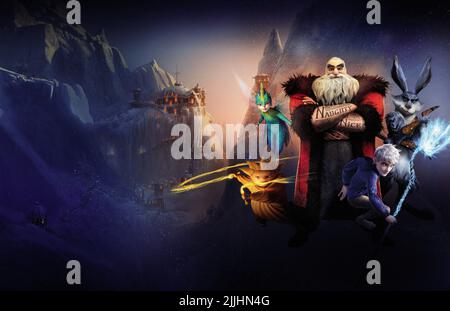 SANDMAN, dente, nord, BUNNYMUND, Jack Frost, aumento dei guardiani, 2012 Foto Stock