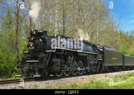 Placca in nickel strada n. 765 è un 2-8-4 " Berkshire' tipo locomotiva a vapore costruita per la lastra di nickel Road nel 1944 dalla Lima locomotore lavora a Lima, O Foto Stock