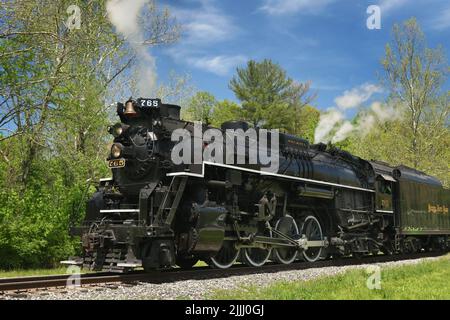 Placca in nickel strada n. 765 è un 2-8-4 " Berkshire' tipo locomotiva a vapore costruita per la lastra di nickel Road nel 1944 dalla Lima locomotore lavora a Lima, O Foto Stock