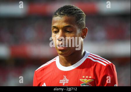 Lisbona, Portogallo. 26th luglio 2022. David Neres di Benfica visto durante la partita di calcio della Eusebio Cup tra Benfica e Newcastle all'Estadio da Luz. Punteggio finale: Benfica 3:2 Newcastle. (Foto di Bruno de Carvalho/SOPA Images/Sipa USA) Credit: Sipa USA/Alamy Live News Foto Stock