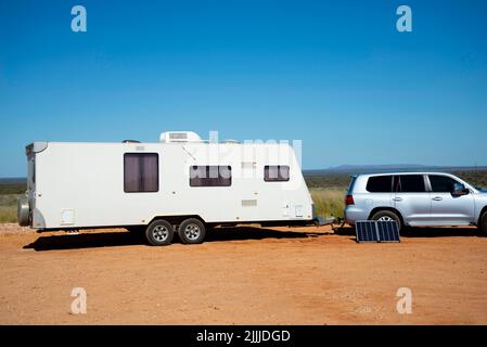 Caravan viaggio sulla strada Foto Stock