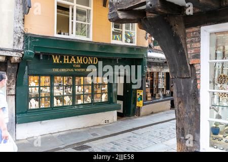 W Hamond Original Whitby negozio di jet, qui negozio nella zona storica di Shambles della città di York, Yorkshire, Inghilterra, estate 2022 Foto Stock