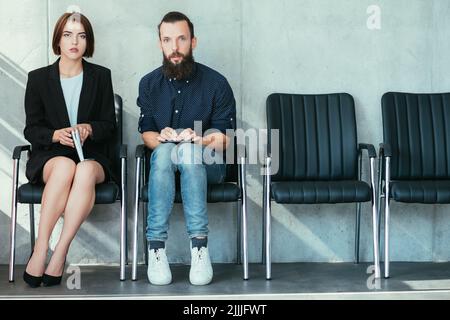 candidati nervosi in attesa di colloquio lavoro assunzione Foto Stock