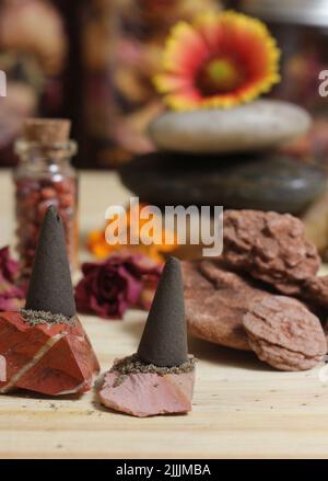 Rocce di rosa del deserto dall'Oklahoma sull'altare della meditazione Foto Stock