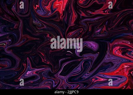 Red, Black, Purple e Blue Galaxy e Metallic Abstract Liquid Marble, elegante texture Luxury, sfondo semplice e moderno, marmo liquido scuro Foto Stock