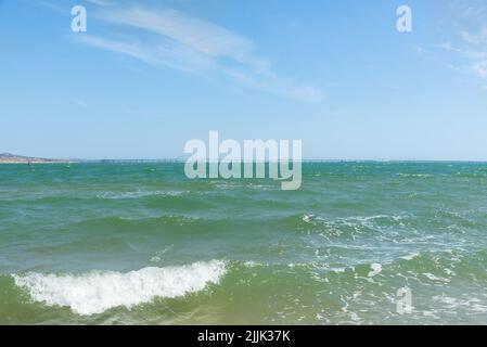 Crimean Bridge, chiamato anche Kerch Strait Bridge o Kerch Bridge. Ponte Crimea sullo stretto di Kerch Foto Stock