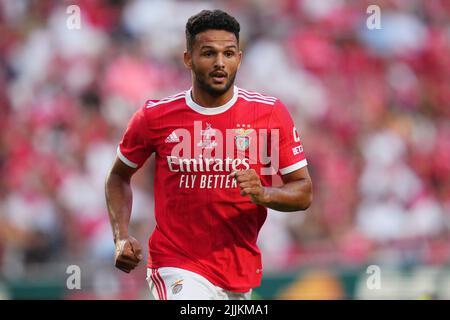 Lisbona, Portogallo. 25 luglio 2022, Goncalo Ramos di Benfica durante la partita pre-stagione amichevole Eusebio Cup tra SL Benfica e Newcastle United FC disputata all'Estadio da Luz il 25 luglio 2022 a Lisbona, Portogallo. (Foto di Bagu Blanco / PRESSINPHOTO) Foto Stock