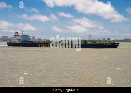 Tanker Energy Commander in arrivo a Houston, Texas Foto Stock