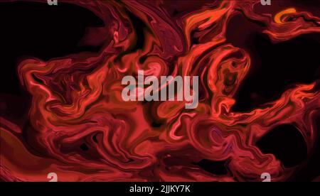 tessuto satinato astratto o onda liquida, illustrazione di pieghe ondulate di tessuti di seta, e sfondo rosso astratto. Illustrazione di alta qualità Foto Stock