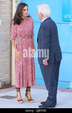 Madrid, Madrid, Spagna. 27th luglio 2022. La Regina Letizia di Spagna partecipa alla riunione di lavoro sulla Salute mentale presso la sede dell'UNICEF il 27 luglio 2022 a Madrid, Spagna (Credit Image: © Jack Abuin/ZUMA Press Wire) Foto Stock
