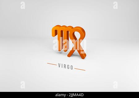 Virgo segno zodiaco dorato, segno zodiaco dorato Virgo 3D rendering isolato su sfondo bianco Foto Stock