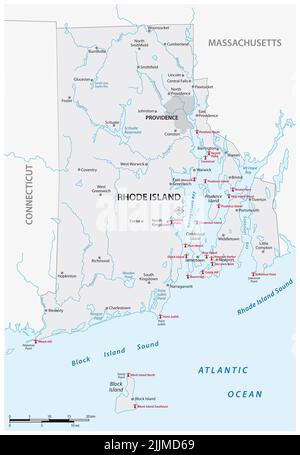 Mappa di Rhode Island, Stati Uniti Foto Stock