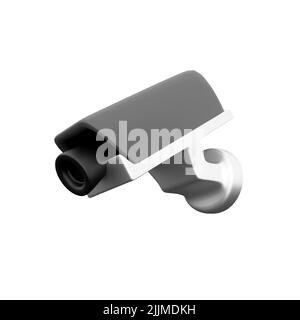 3D rendering videocamera di sicurezza. Sistema di sorveglianza CCTV bianco. 3d rappresentazione dell'illustrazione isolata su sfondo bianco Foto Stock