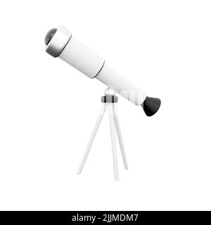 3D rendering telescopio astronomia fisica classe simbolo 3D rendering icona isolato. 3D icona del telescopio di rendering su sfondo bianco. 3D icona telescopica Foto Stock