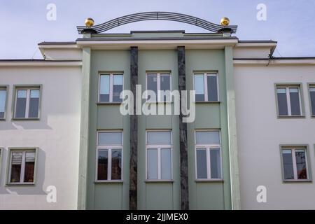 Costruzione della Banca Nazionale di Polonia a Rzeszow, la più grande città del sud-est della Polonia, capitale del Voivodato Subcarpatiano Foto Stock