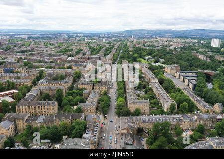 Viewe con droni aerei del West End di Glasgow Foto Stock