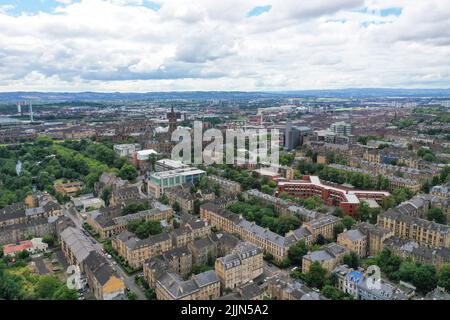 Viewe con droni aerei del West End di Glasgow Foto Stock