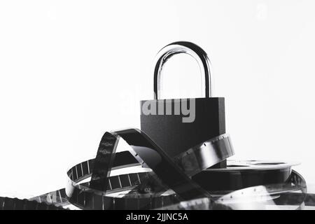 Noleggio film vietato. Blocco degli annunci. Film vietato. Elenco delle sanzioni nella produzione cinematografica. Foto Stock