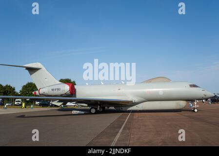 Bombardier BD-700 Global Jet Plane N691BD ex RAF R1 Sentinel ZJ691, un velivolo di sorveglianza. Venduto dopo servizio militare da DESA Foto Stock