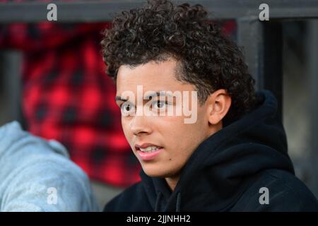 Brennan Johnson di Nottingham Forest durante la partita pre-stagione amichevole tra Notts County e Nottingham Forest a Meadow Lane, Nottingham Martedì 26th luglio 2022. (Credit: Jon Hobley | MI News) Credit: MI News & Sport /Alamy Live News Foto Stock