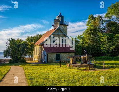 Faro di Eagle Bluff sul Wisconsin state Registrar of Historic Places nel Peninsula state Park a Door County Wisconsin USA Foto Stock